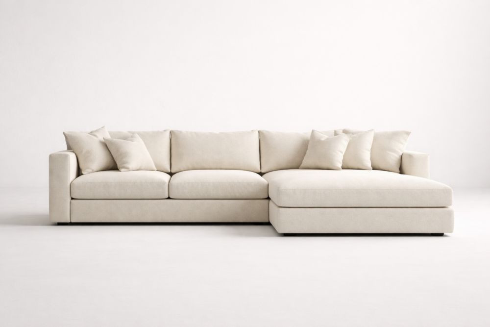 Divano modulare a forma di L in tessuto