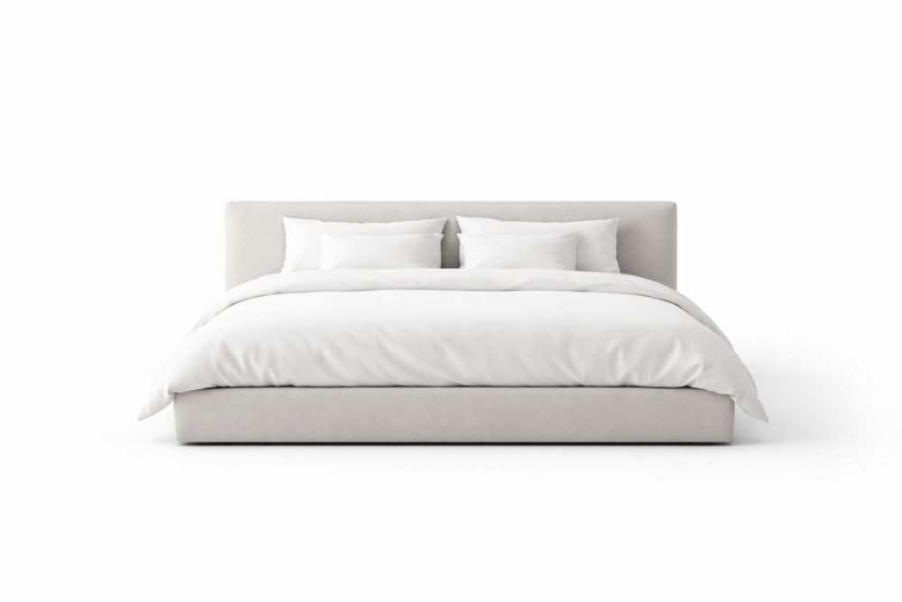 Letto matrimoniale imbottito in tessuto bianco