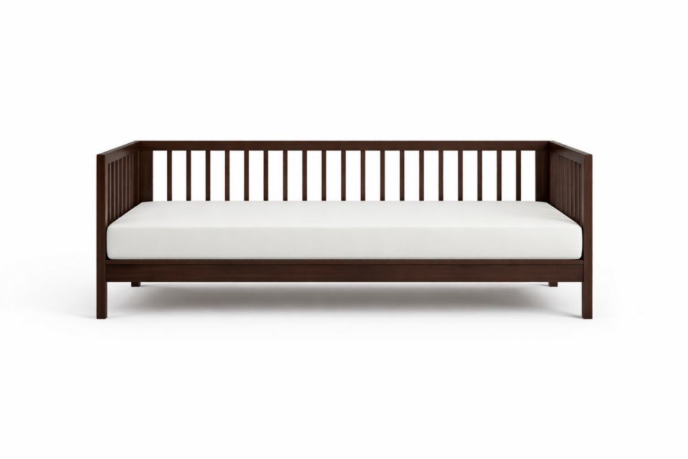 Divano Letto in Legno Massello di Pino con Materasso Bianco