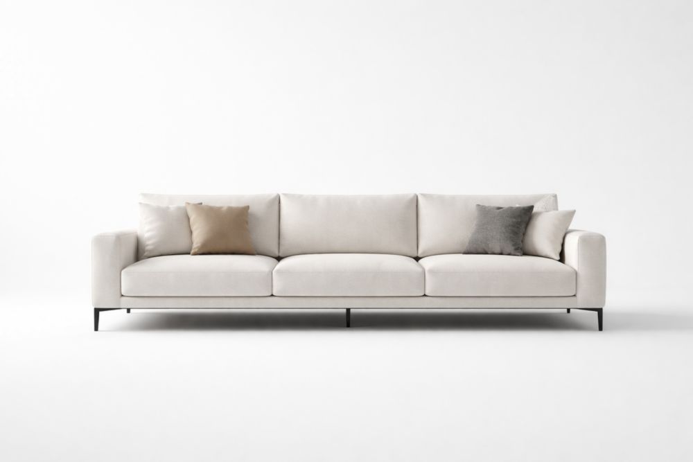 Divano 3 Posti in Tessuto con Cuscini