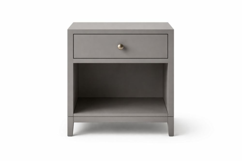 Comodino in MDF con Cassetto e Spazio Aperto Grigio