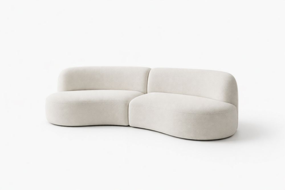 Divano in Tessuto Bianco Crema