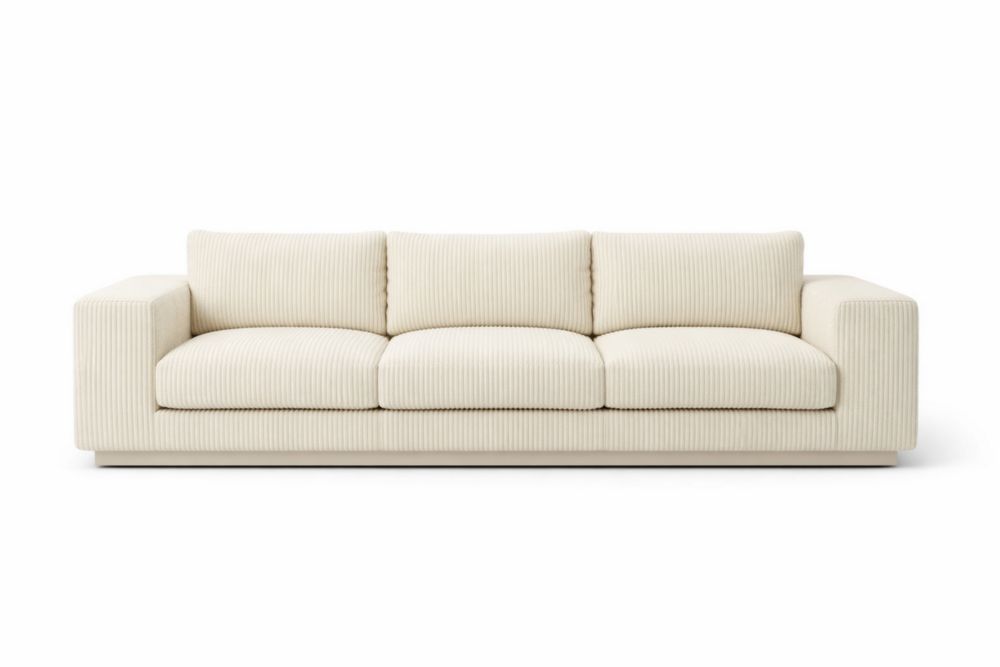 Divano a tre posti in tessuto a coste