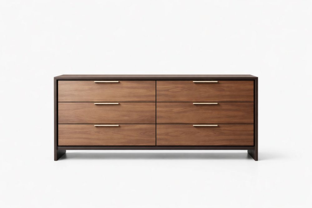 Cassettiera in legno massello di noce 6 cassetti marrone