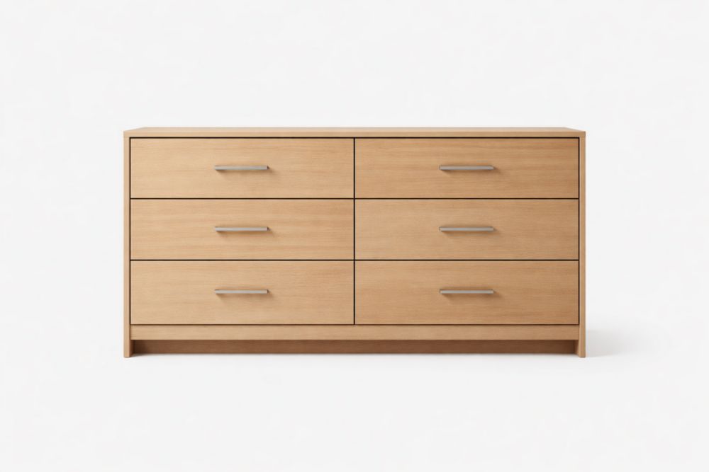 Cassettiera in Legno Massello con 6 Cassetti e Maniglie in Lega Di Zinco Lunghezza120cmxLarghezza45cmxAltezza75cm