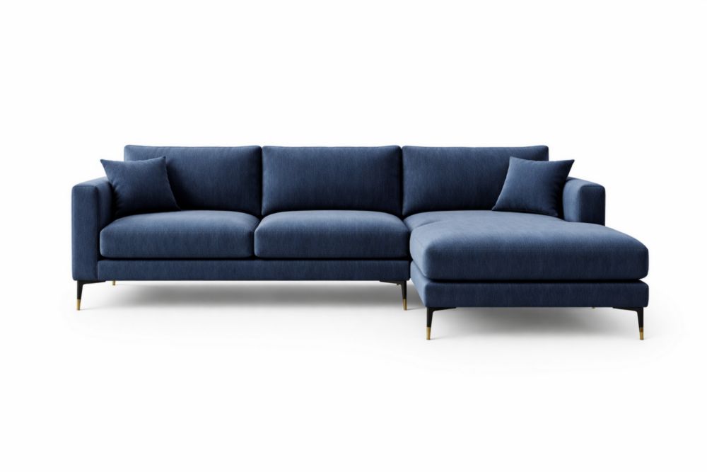 Divano ad Angolo in Tessuto Poliestere Blu