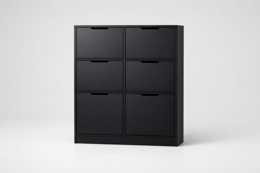 Scarpiera 6 scomparti acciaio nero Altezza 100 cm x Larghezza 80 cm x Profondità 25 cm
