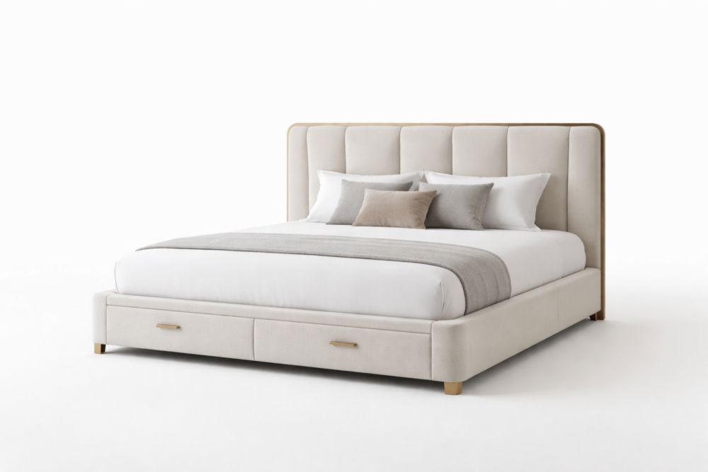 Letto matrimoniale in tessuto con cassetti Lunghezza200cmxLarghezza180cm