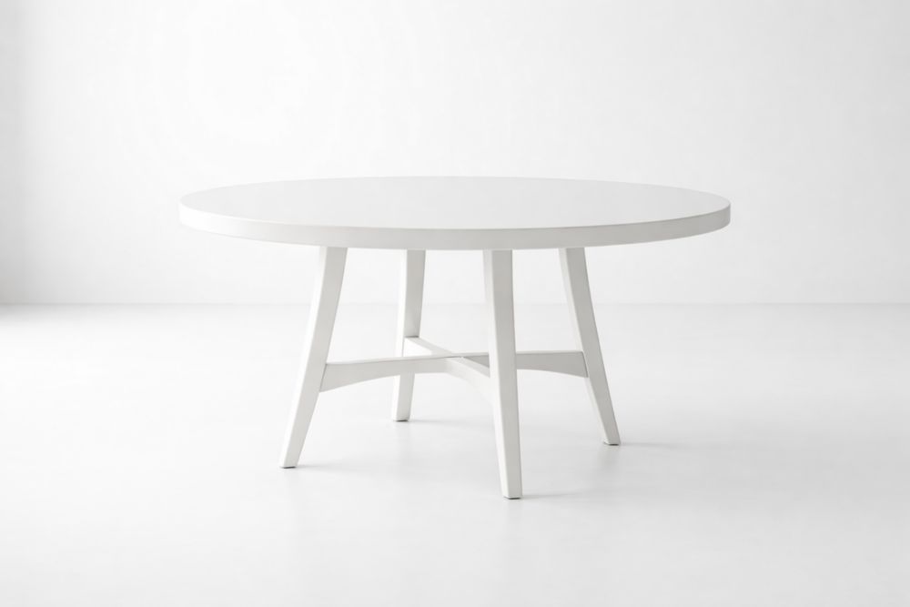 Tavolo da pranzo tondo in legno MDF bianco diametro 120 cm altezza 75 cm