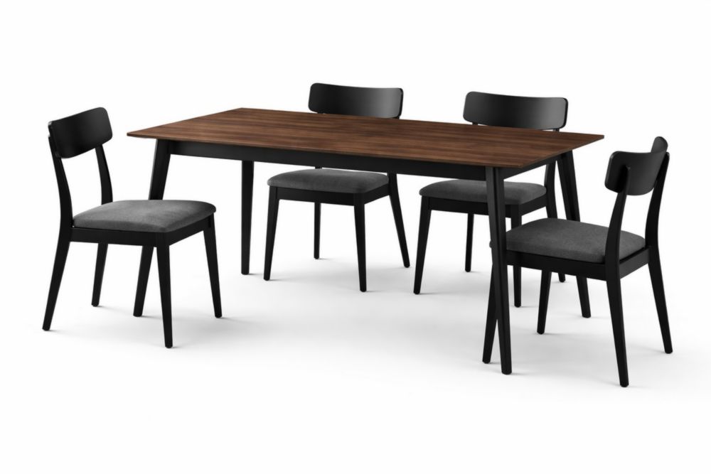 Set da Pranzo in MDF e Acciaio con Tavolo e 4 Sedie