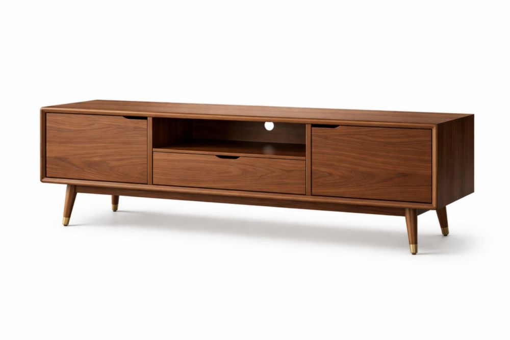 Mobile TV in legno di noce con due ante e un cassetto