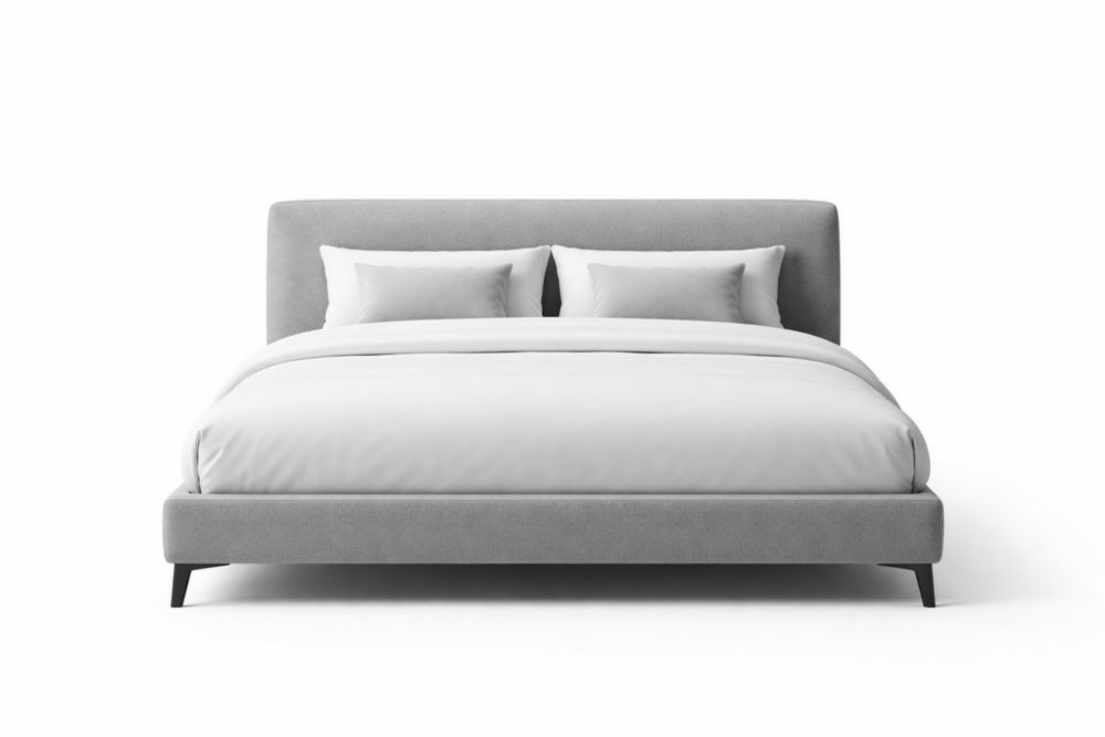 Letto Matrimoniale in Tessuto Grigio con Cuscini Lunghezza200cmxLarghezza160cm