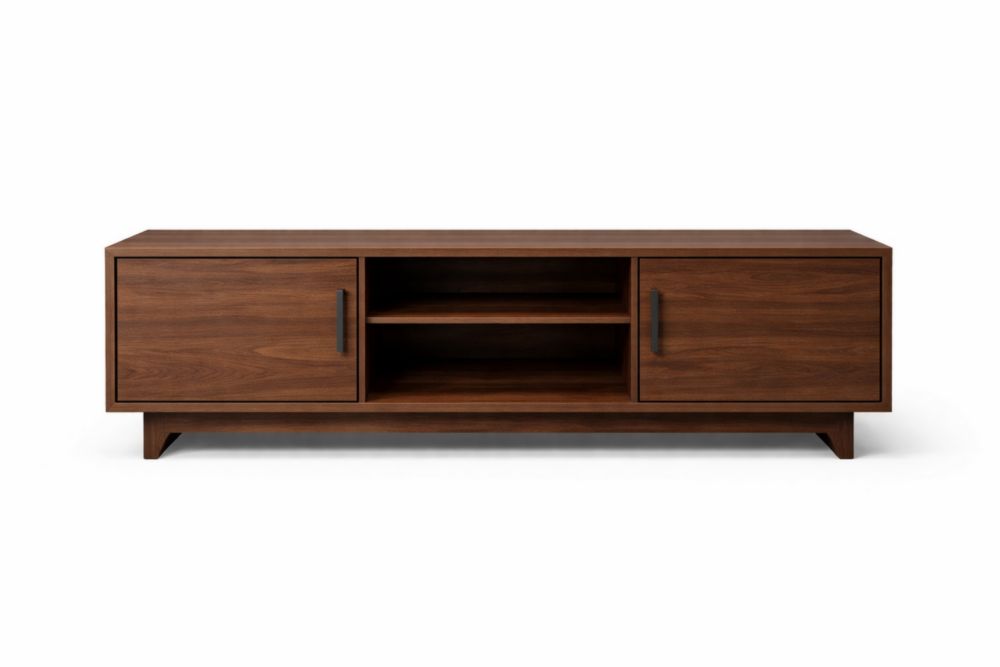 Mobile TV in legno massello di noce con ante e ripiani centrali, Lunghezza180cmxLarghezza40cmxAltezza50cm