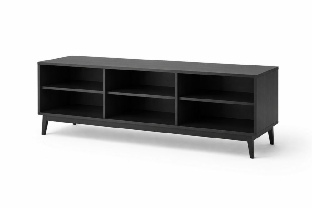 Mobile TV in legno composito con ripiani aperti nero