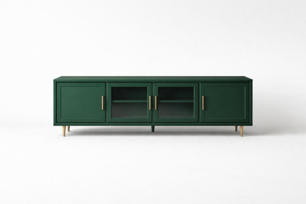 Mobile TV in legno MDF e vetro temperato verde  Lunghezza 200 cmxLarghezza 40 cmxAltezza 50 cm