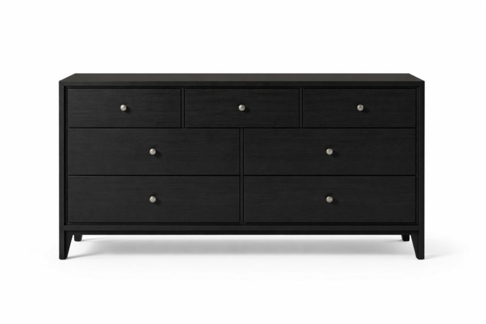 Cassettiera in Legno con 7 Cassetti Nero