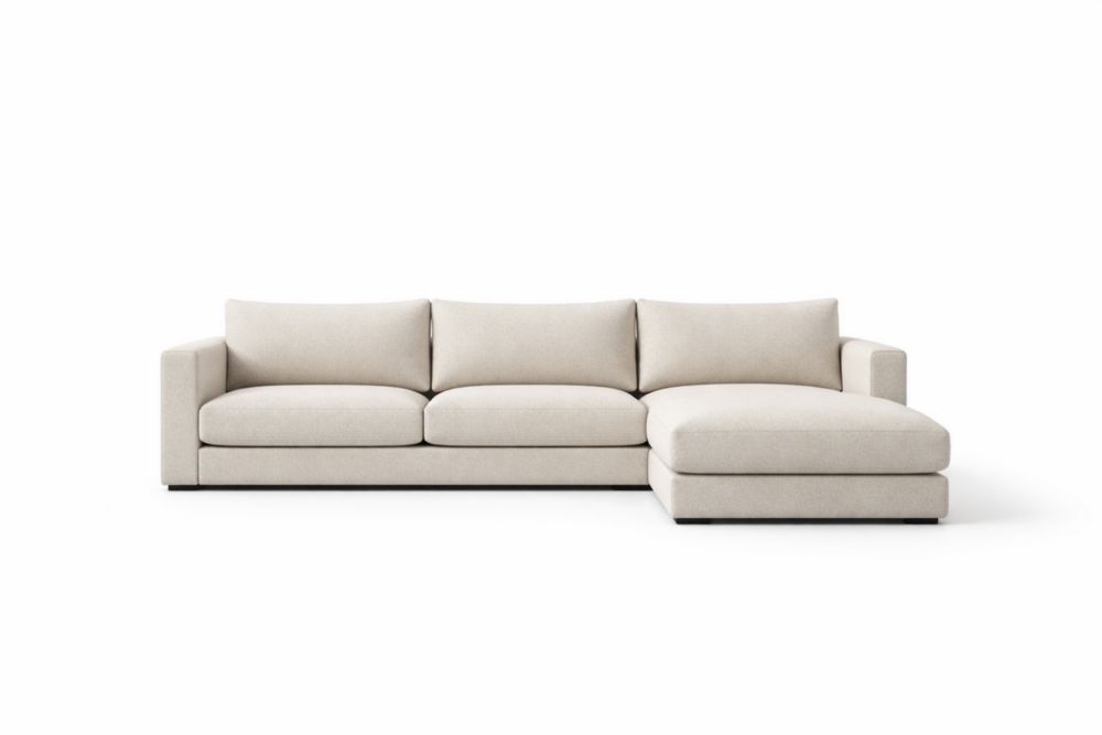 Divano angolare in tessuto beige