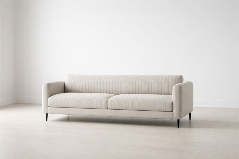 Divano due posti in tessuto poliestere beige