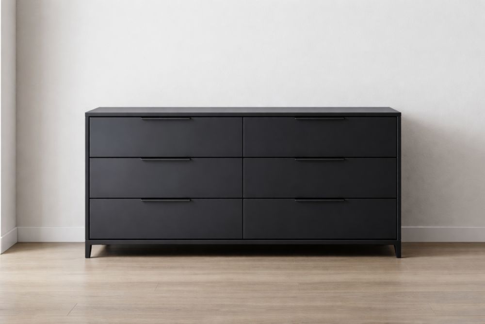 Cassettiera in MDF 6 Cassetti Nera