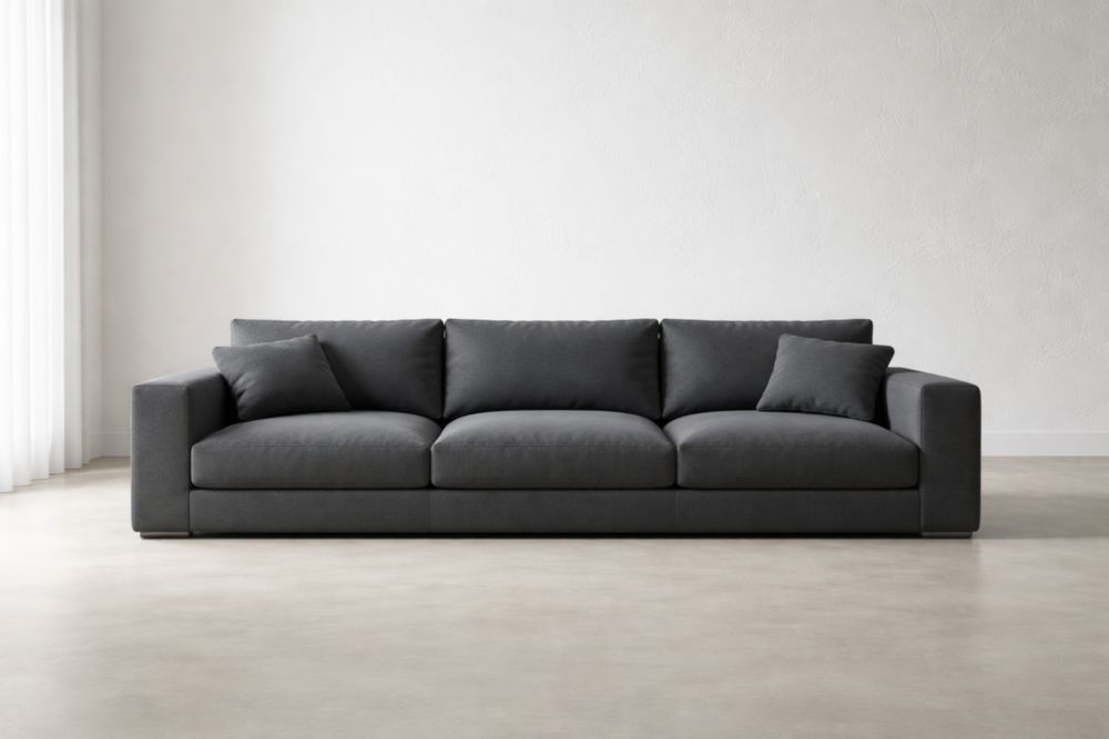 Divano a tre posti in tessuto grigio antracite
