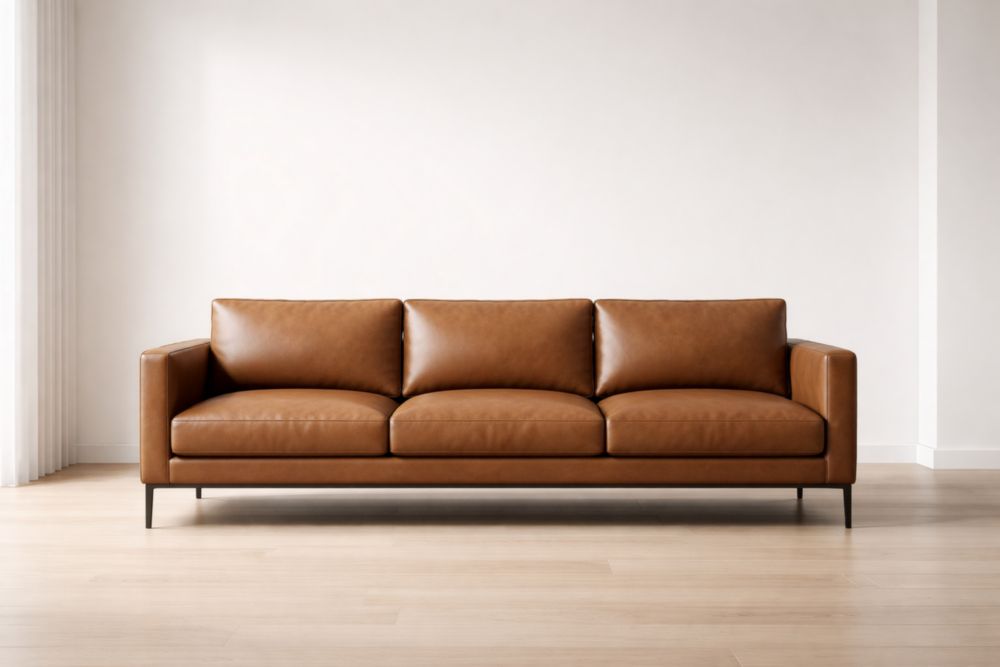 Divano in Pelle PU Marrone 3 Posti
