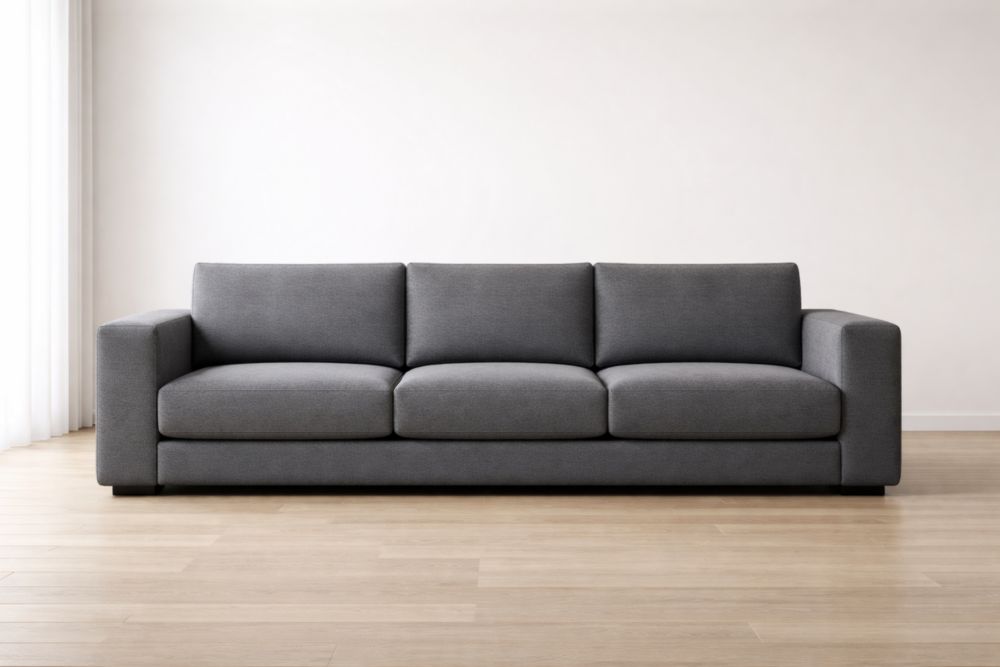 Divano Tre Posti in Tessuto Grigio 220x90x80 cm