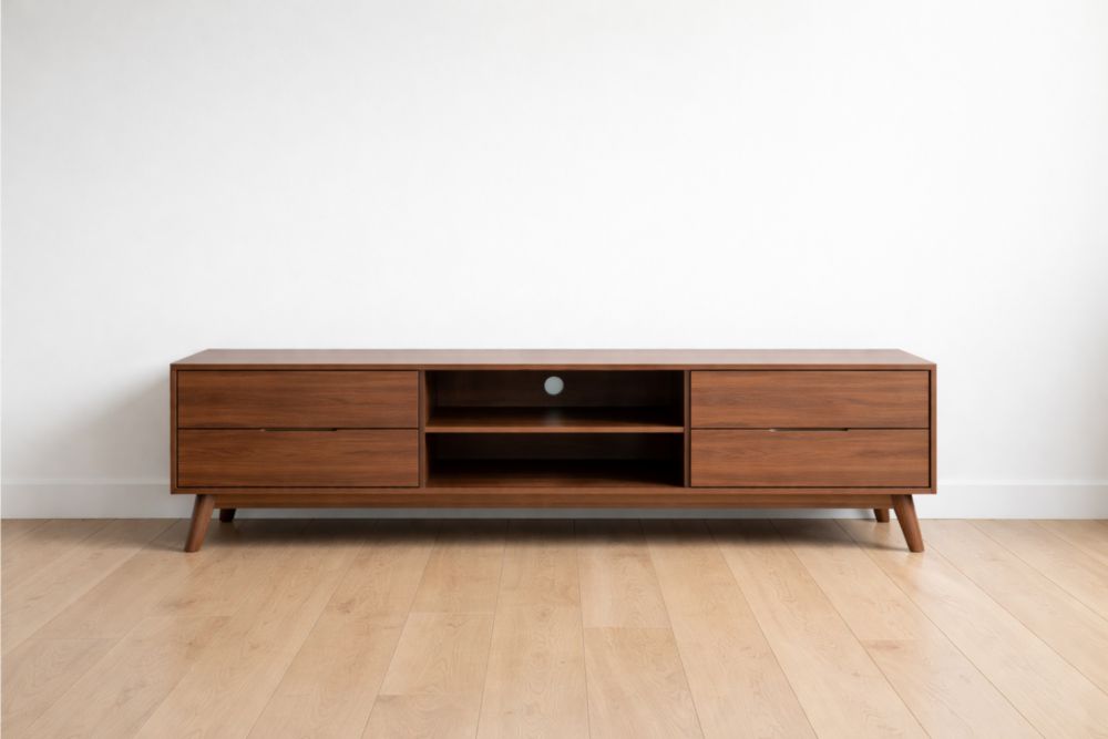 Mobile TV in Legno con Ante e Ripiani Marrone