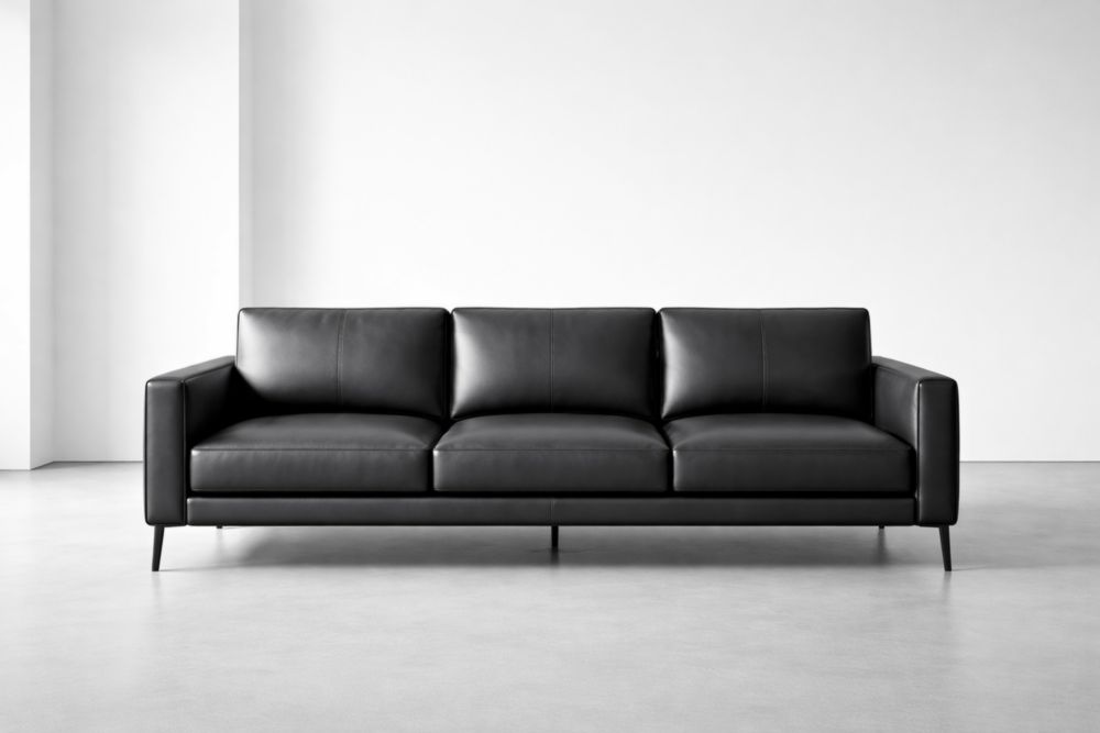 Divano 3 Posti in Pelle Nera