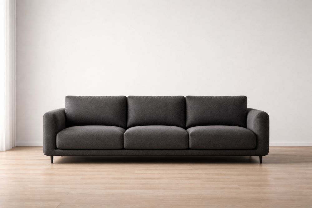 Divano a tre posti in tessuto poliestere Grigio 220x90x75 cm