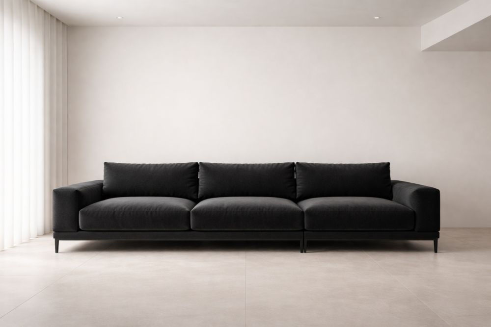 Divano in Tessuto Poliestere Nero