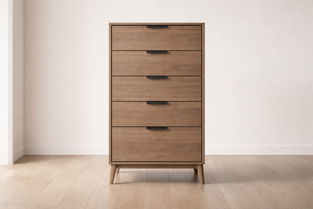 Cassettiera in Legno a 5 Cassetti Colore Marrone