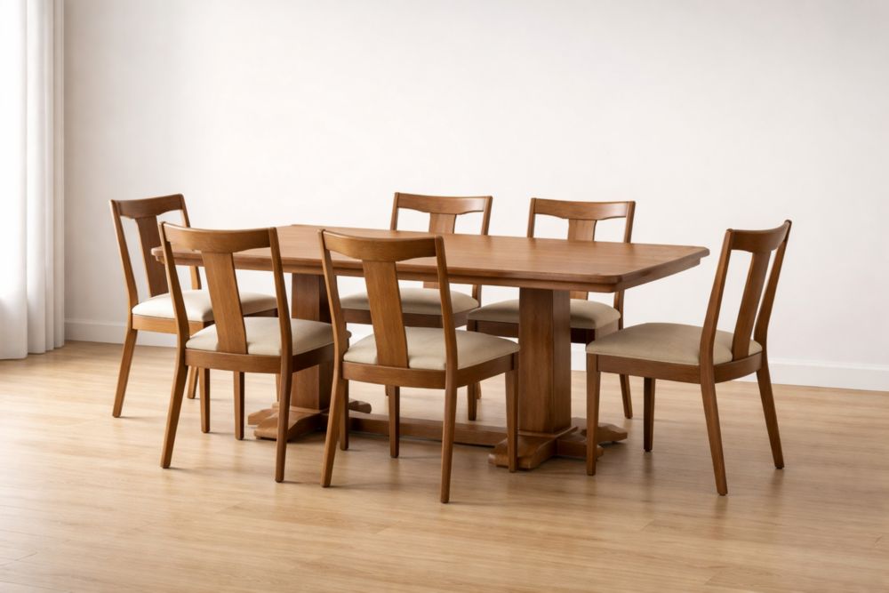 Tavolo da Pranzo in Legno Massello con 6 Sedie