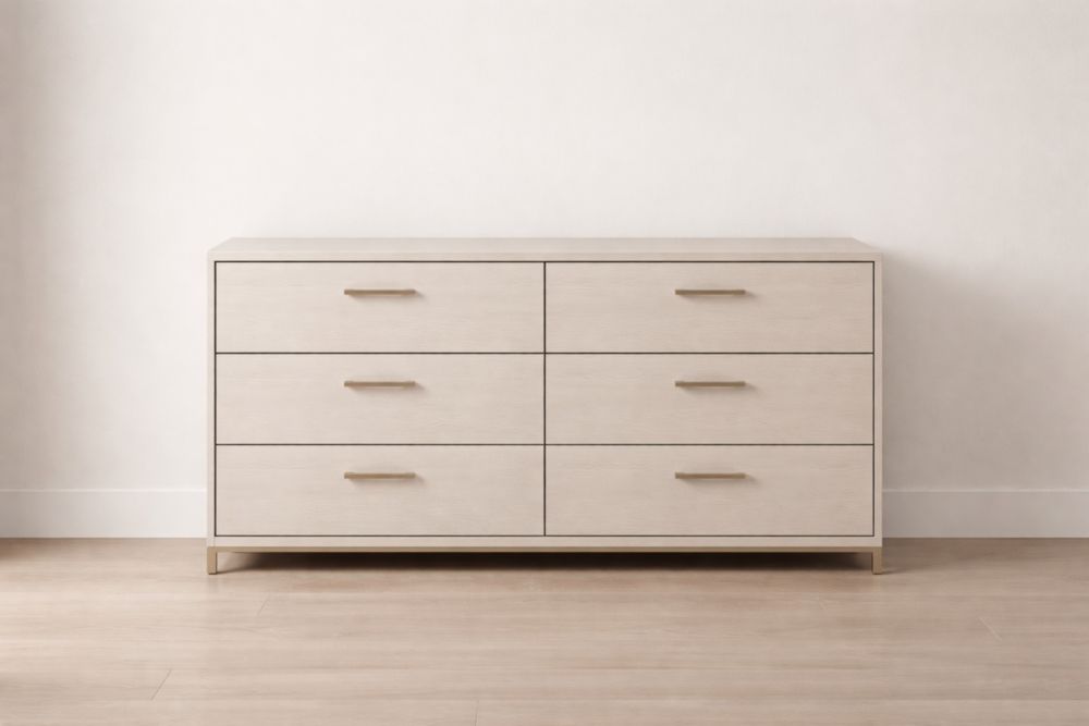 Cassettiera in MDF con 6 cassetti e maniglie in metallo 150x40x75 cm