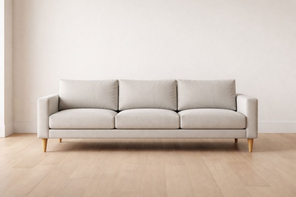 Divano a Tre Posti in Tessuto con Gambe in Legno 220x90x85 cm