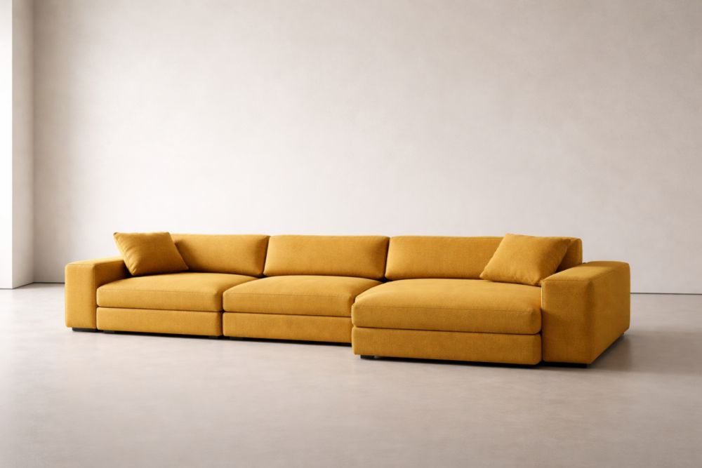 Divano modulare in tessuto giallo
