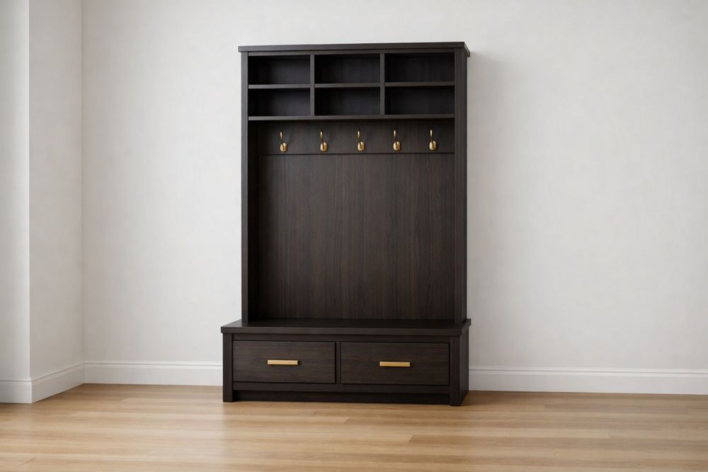 Guardaroba in Legno Ingegnerizzato con Scaffali e Ganci Marrone 200x100x40 cm