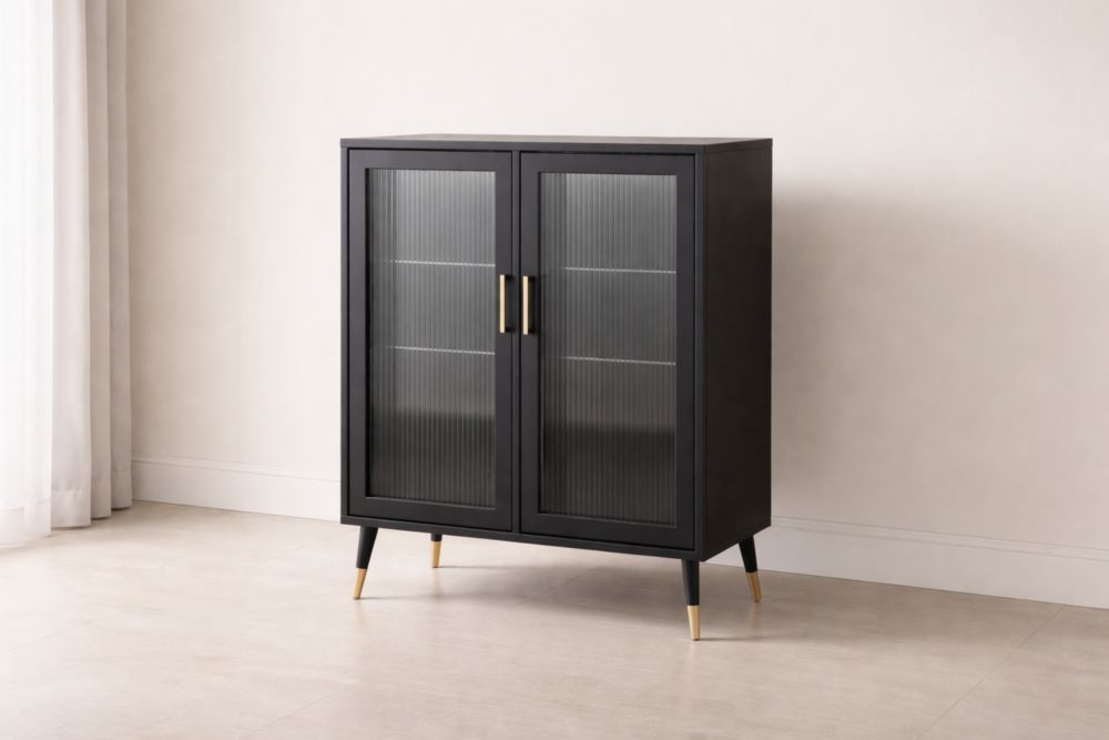 Vetrina in Metallo con Ante in Vetro Strutturato