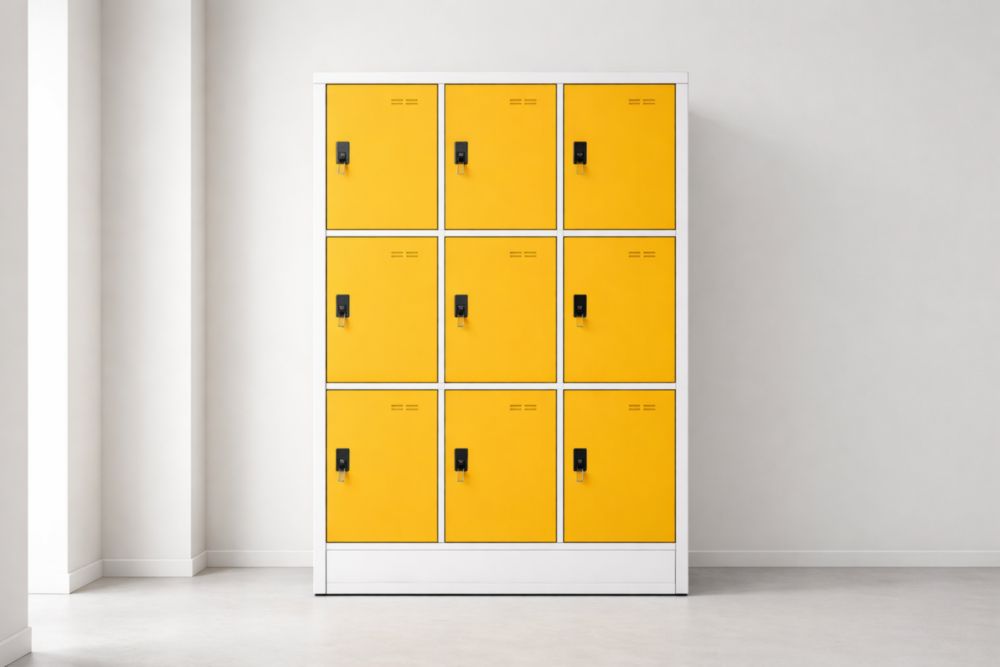 Armadio in Metallo a 9 Scomparti Giallo