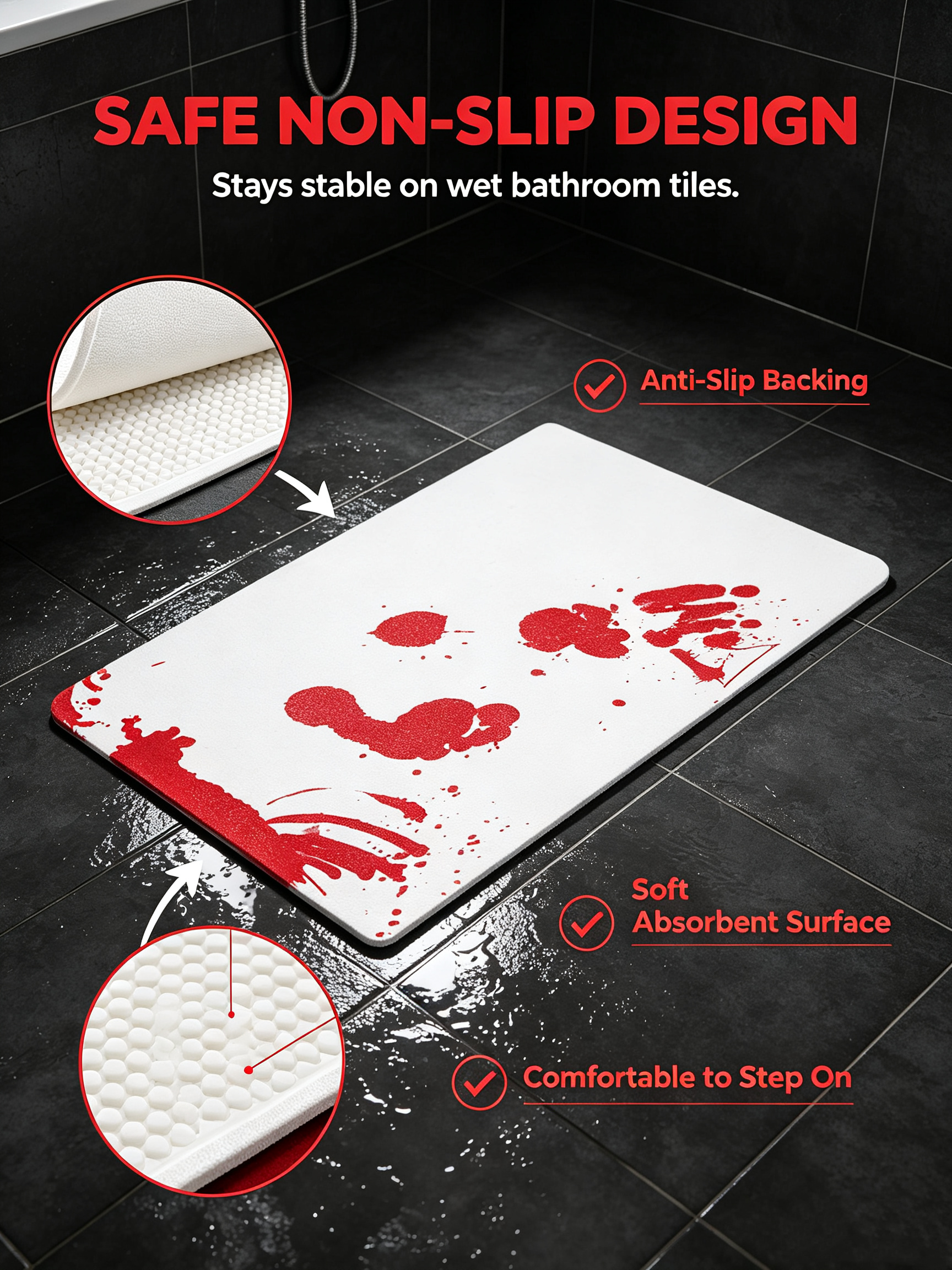 Water-Activated Bloody Prank Bath Mat 🩸