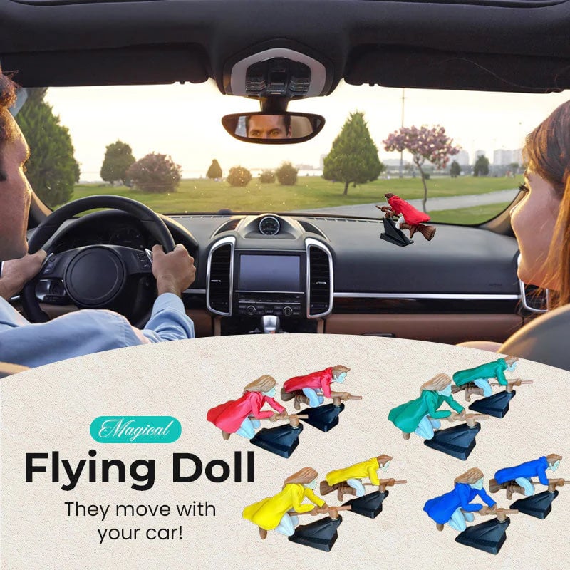 🔮🚗Witch and Wizard Broomstick Dashboard Drift Ornaments