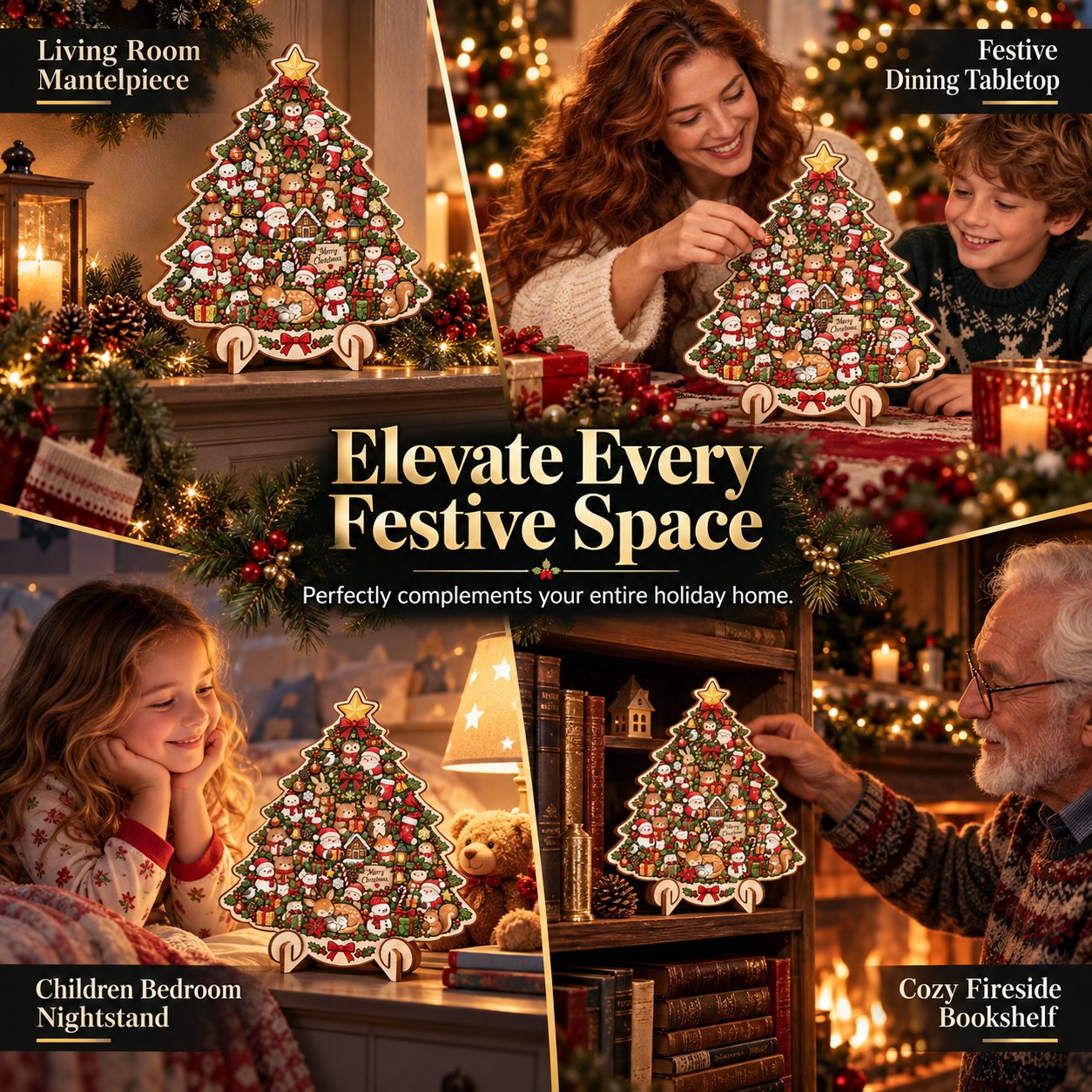 🔥 Best Seller | LAST DAY 50% OFF🎄Intricately crafted wooden Christmas puzzles as keepsakes – artistic, festive table decorations🧩
