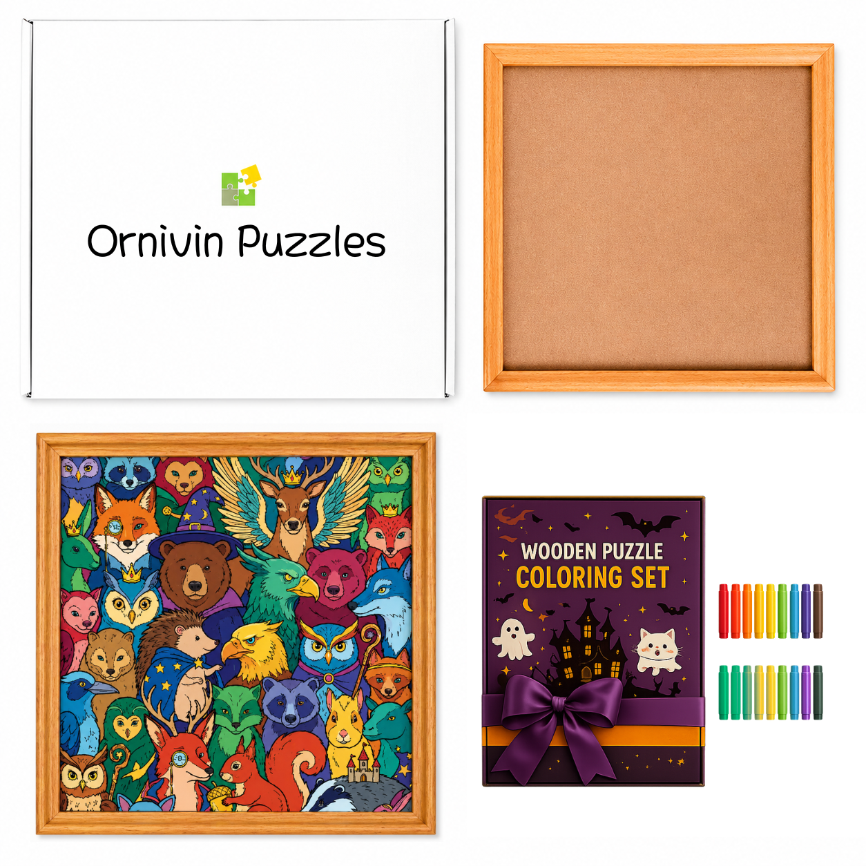 Wooden Puzzle Coloring Set | Dual Craft Art Kit 🎃
