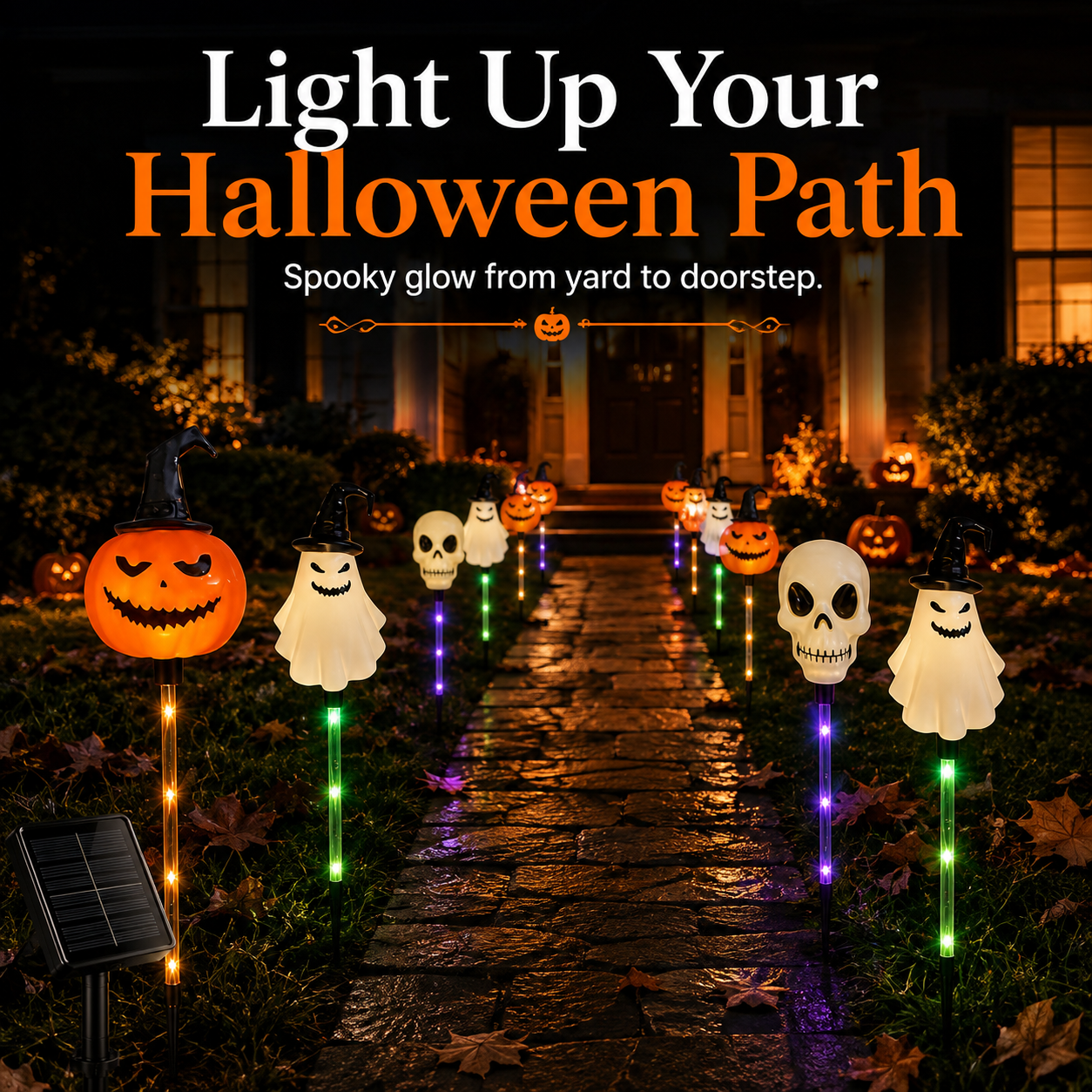 🔥LAST DAY! Early Bird 50% OFF | 🎃Solar Halloween Pathway Stake Lights with Pumpkins, Ghosts & Skulls 👻