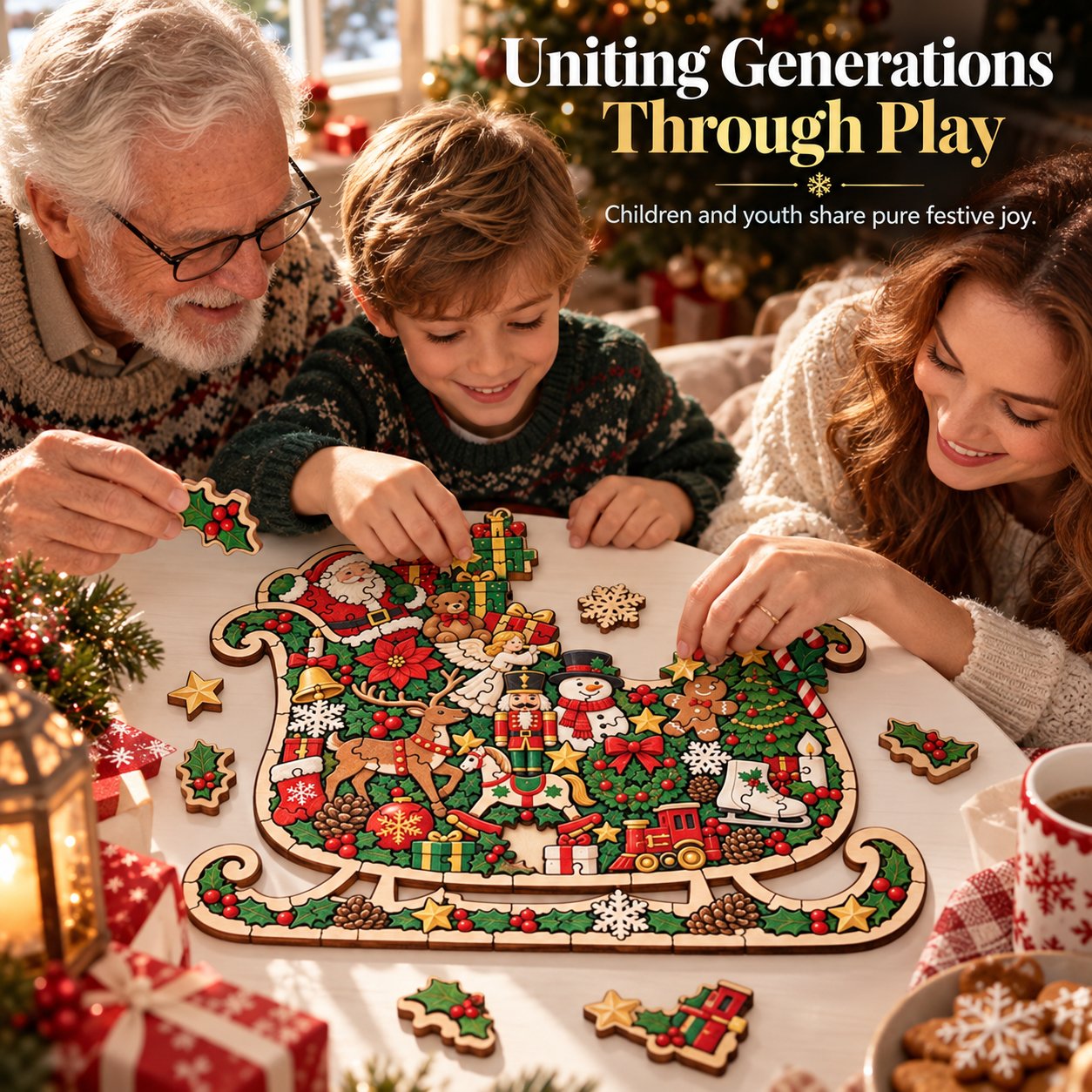 🔥 Best Seller | LAST DAY 50% OFF🎄Intricately crafted wooden Christmas puzzles as keepsakes – artistic, festive table decorations🧩