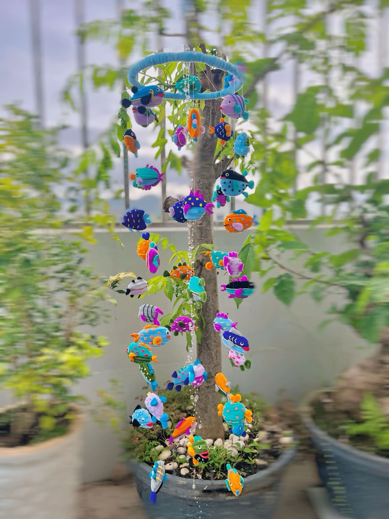 🐠 Handmade Corduroy Fish Mobile Wind Chime