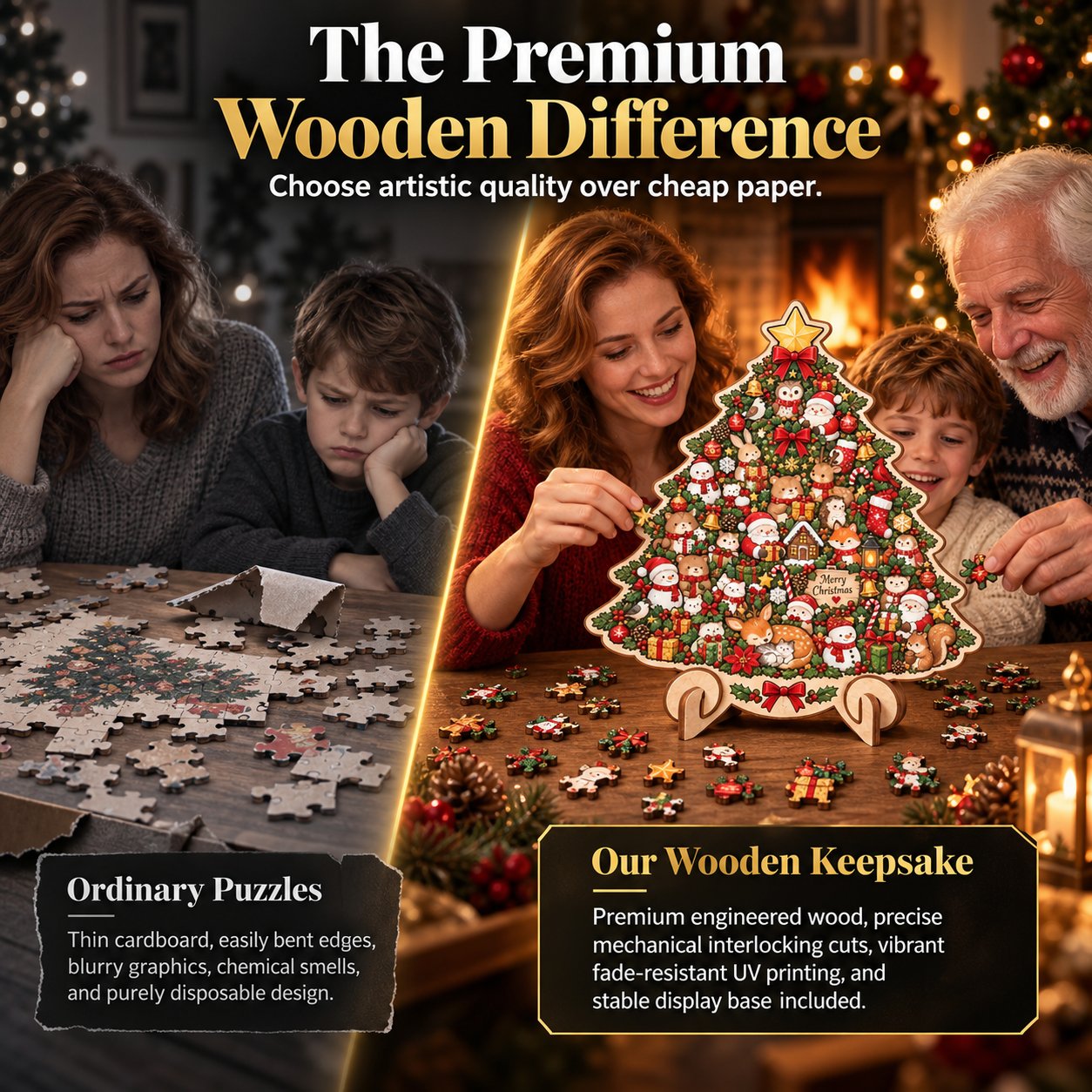 🔥 Best Seller | LAST DAY 50% OFF🎄Intricately crafted wooden Christmas puzzles as keepsakes – artistic, festive table decorations🧩