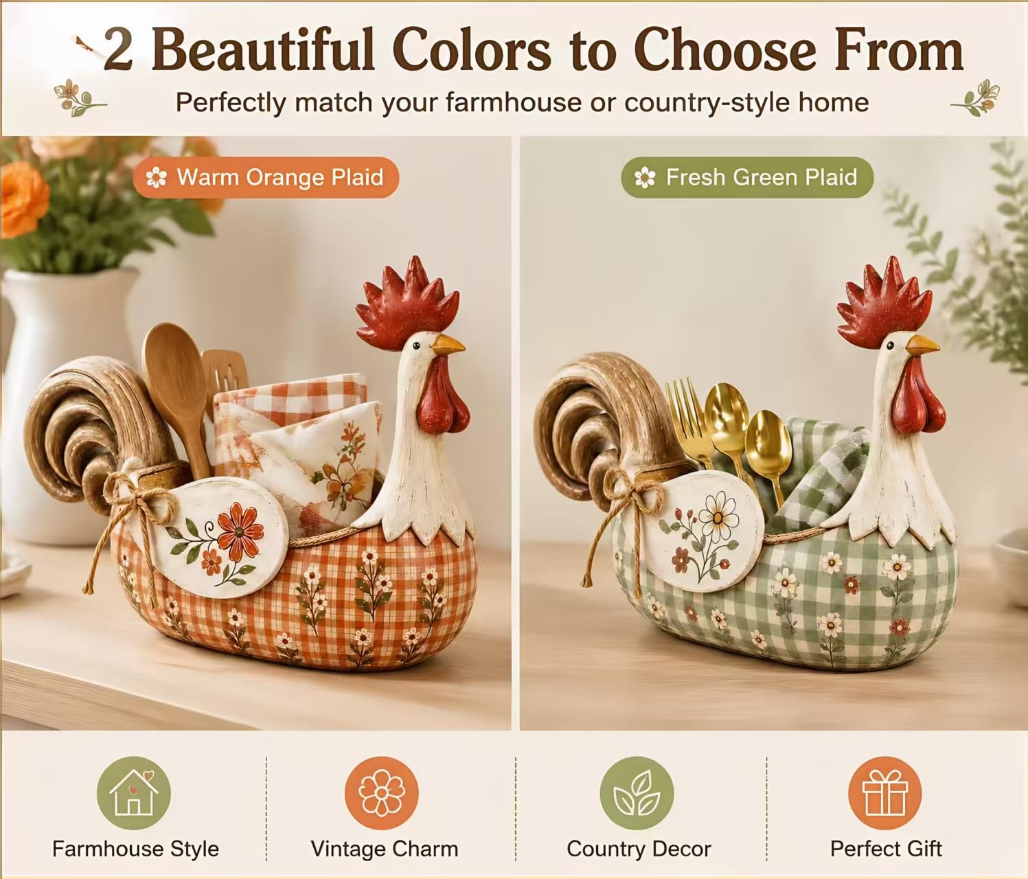 🏡2026 HOT SALE🥳50K+ SOLD!✨ 50% OFF! 🐓 Farmhouse Rooster Storage Basket