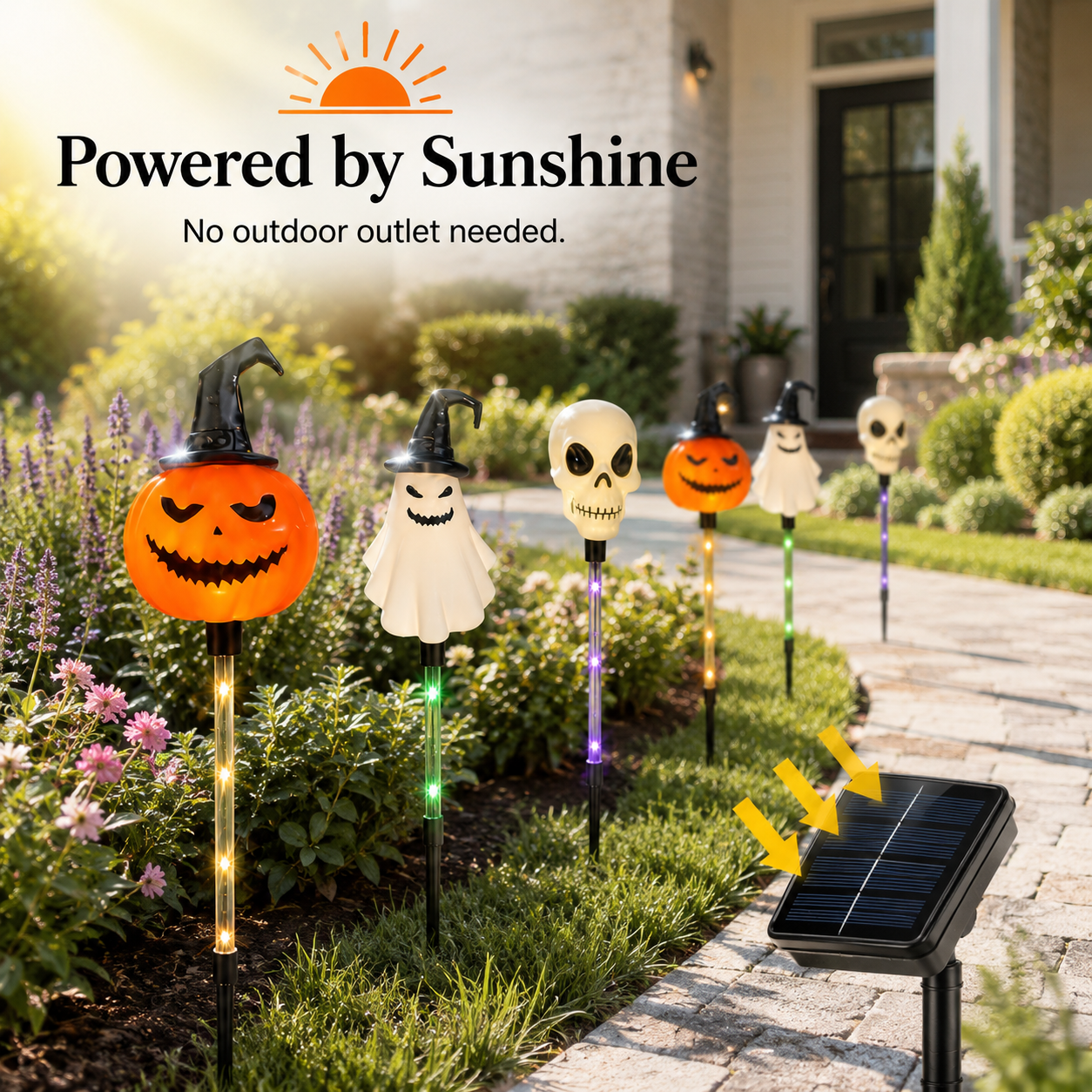🔥LAST DAY! Early Bird 50% OFF | 🎃Solar Halloween Pathway Stake Lights with Pumpkins, Ghosts & Skulls 👻