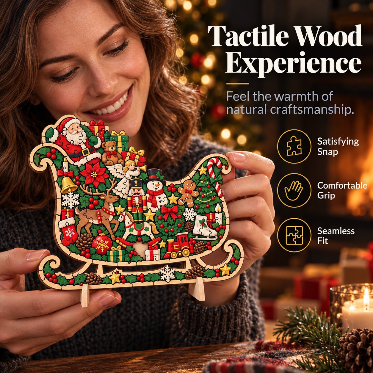 🔥 Best Seller | LAST DAY 50% OFF🎄Intricately crafted wooden Christmas puzzles as keepsakes – artistic, festive table decorations🧩