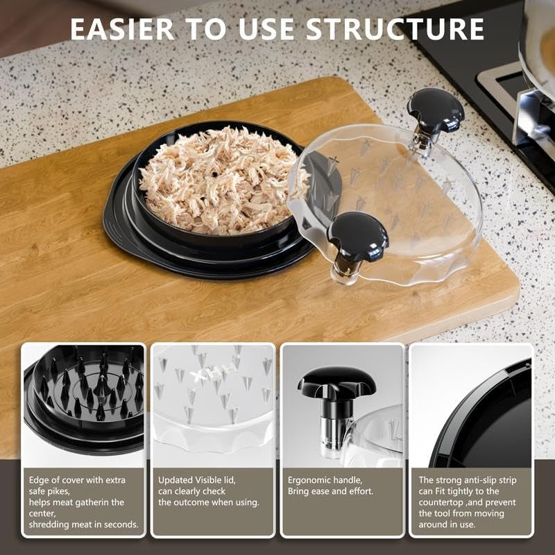 Visible-Lid Meat Shredder